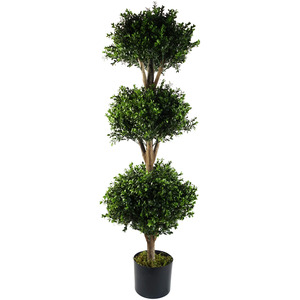 Buxus Triple Ball Artificial Tree UV Resistant Outdoor Topiary