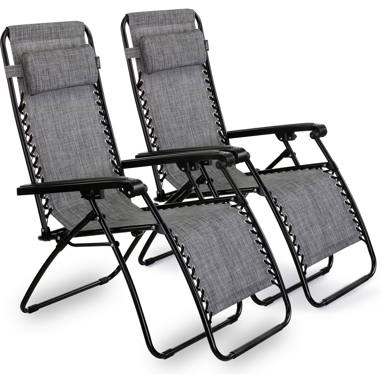 Verona Folding Zero Gravity Garden Chairs Set Of 2 - Grey 165cm