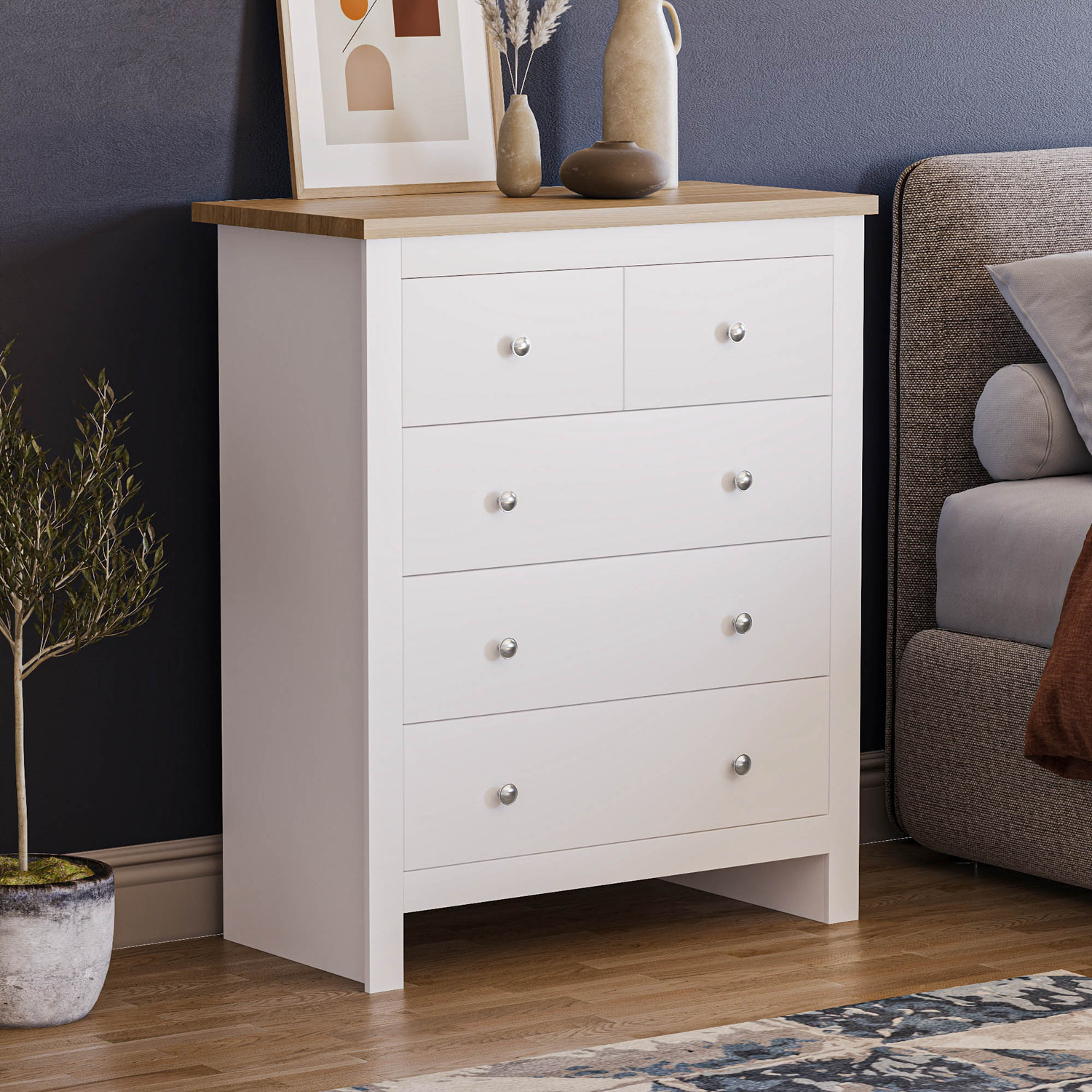 Vida Designs Arlington 5 Drawer Chest - White