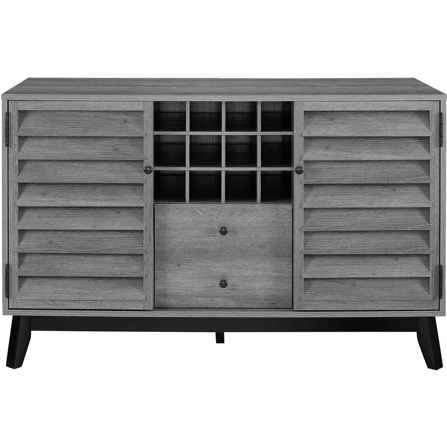 Wine Cabinet With 2 Doors And 2 Drawers - Grey Oak