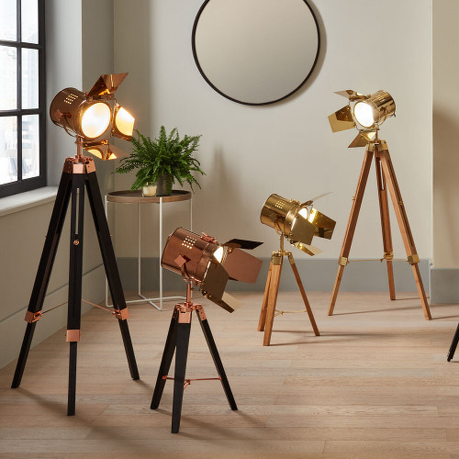 Image of Copper and Black Tripod Floor Lamp&hellip;