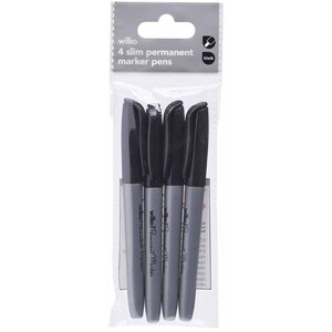 Pack of 4 Slim Black Permanent Markers