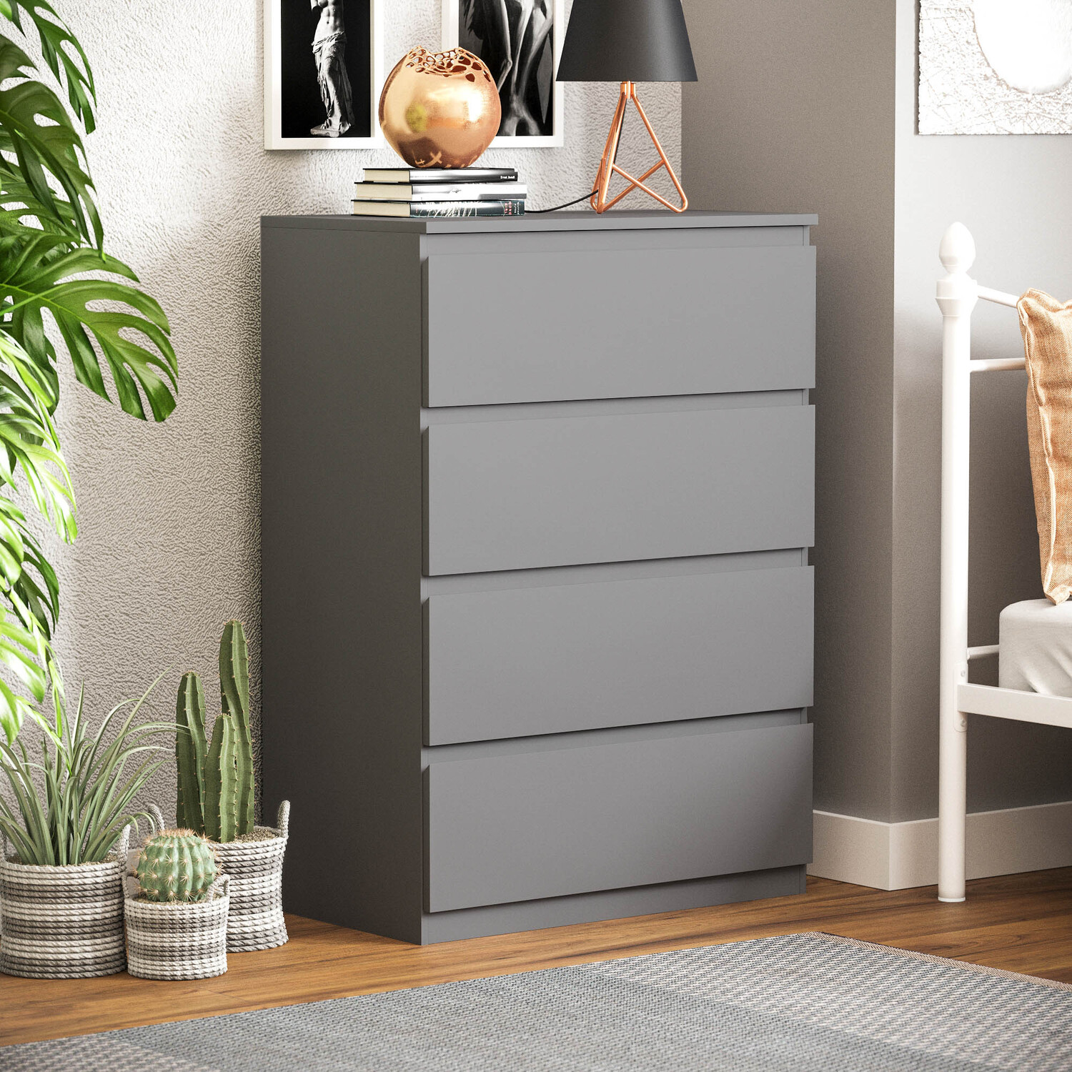 Vida Designs Denver 4 Drawer Chest - Grey
