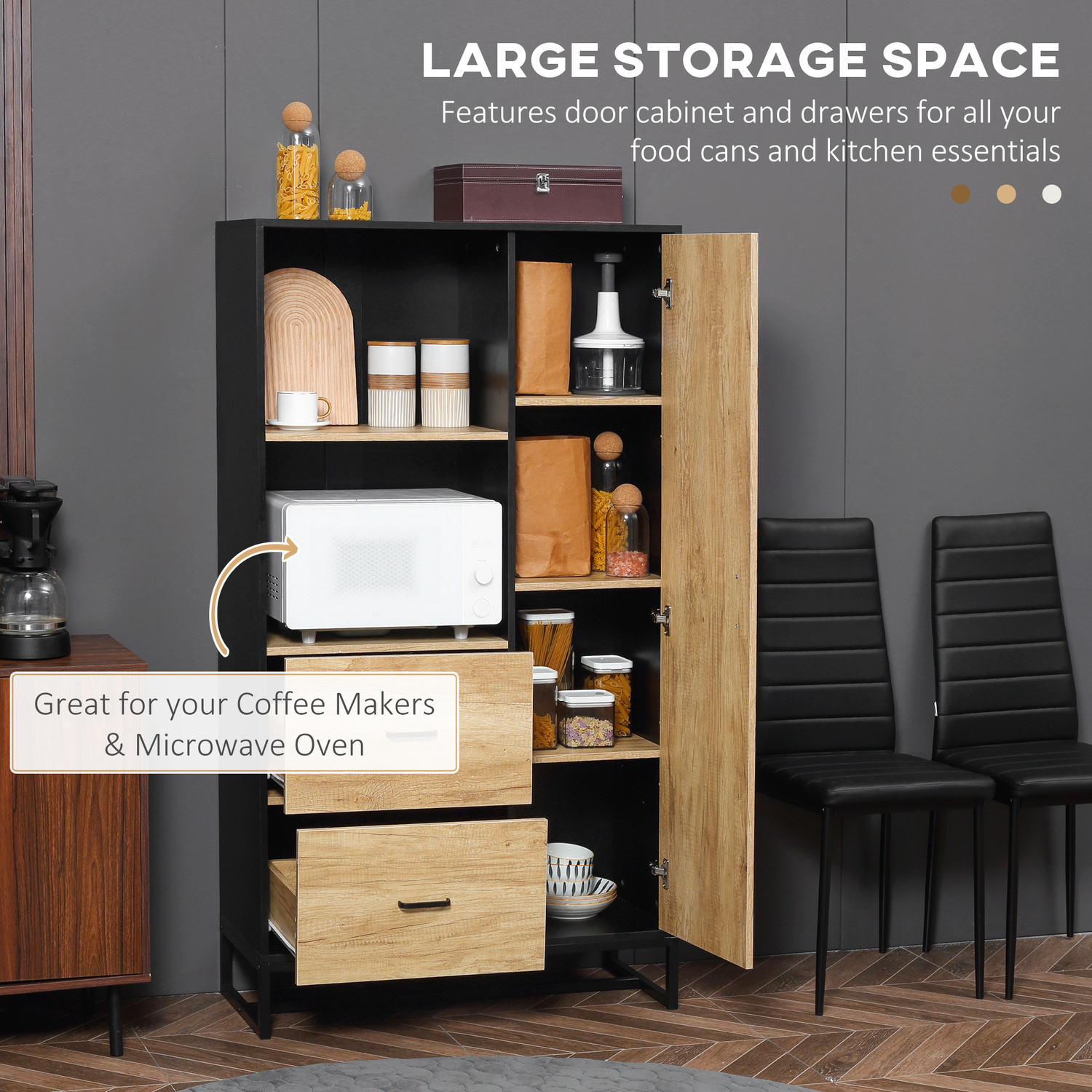 HOMCOM Kitchen Cupborad Storage Cabinet with Soft Close Door