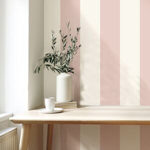 Pink White Stripe Wallpaper Feature Wall Smooth Finish Retro