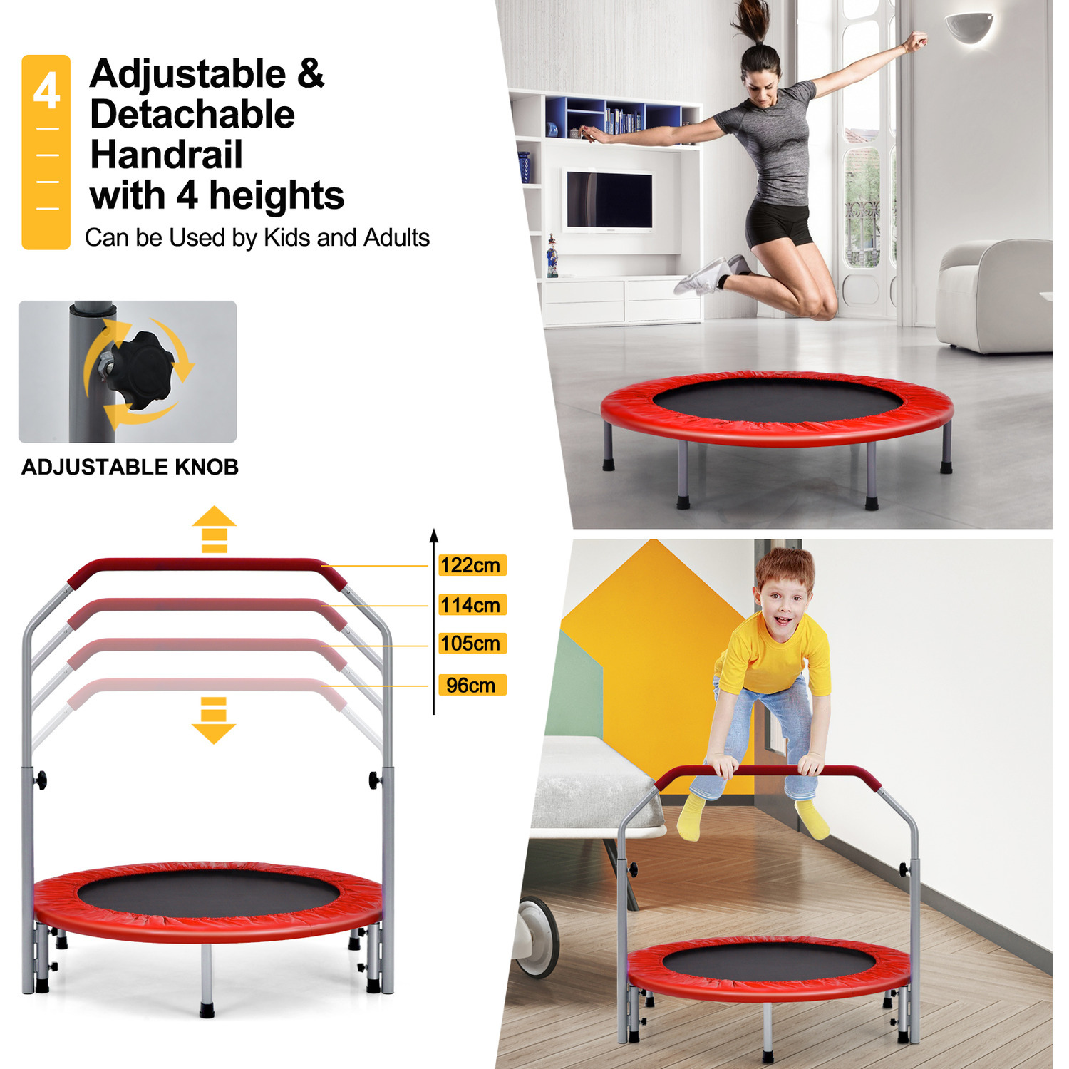 Foldable Trampoline Rebounder - Red