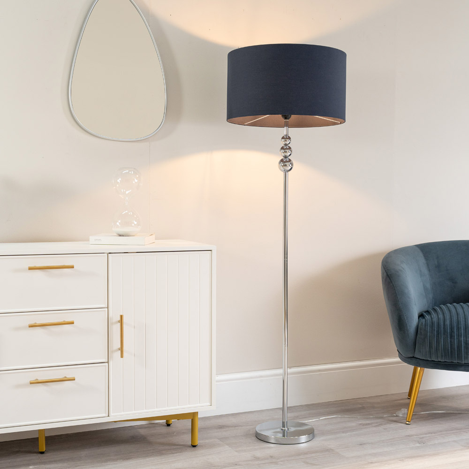 Image of Marissa Chrome Floor Lamp with Fabric&hellip;