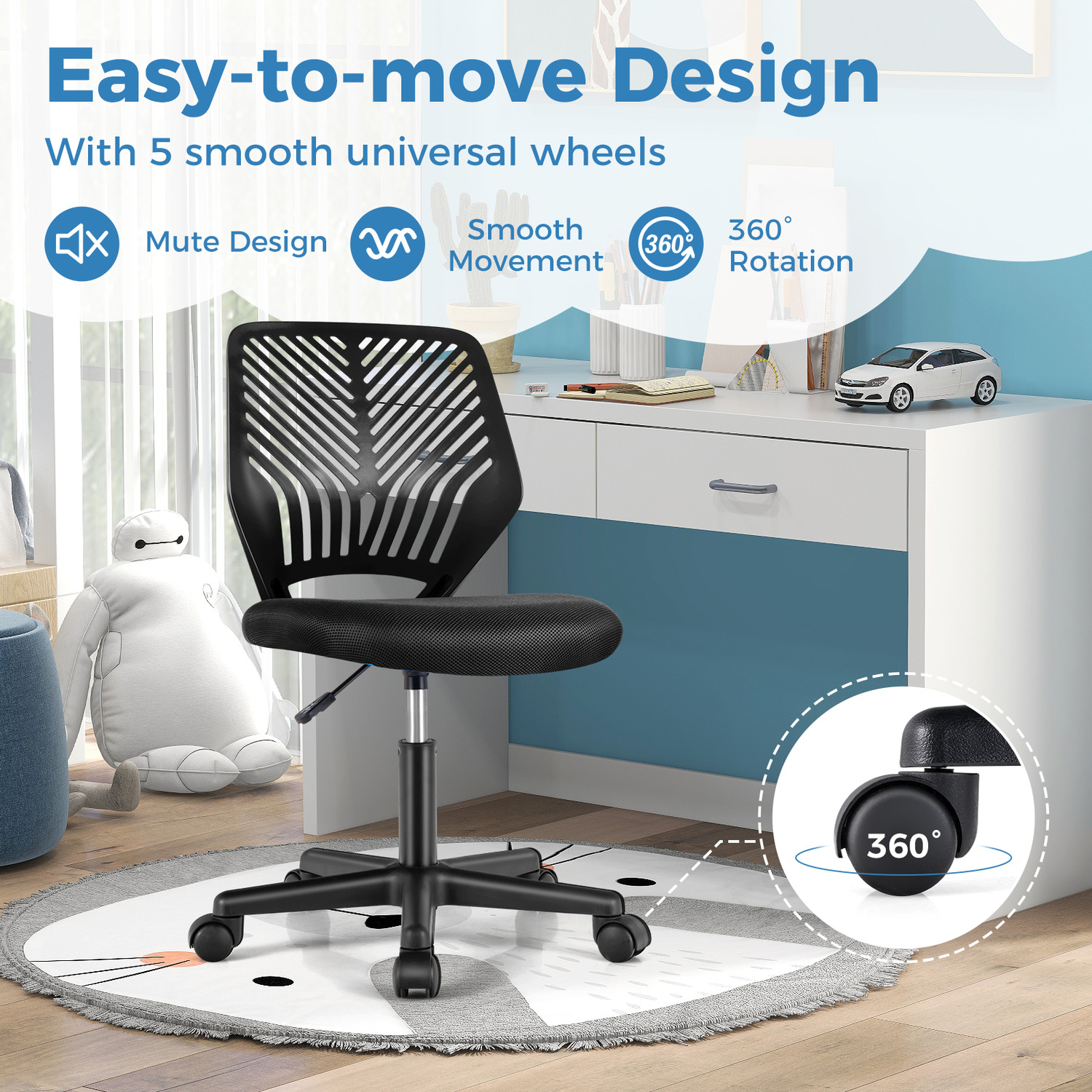 Kids Mesh Computer Chair - Black