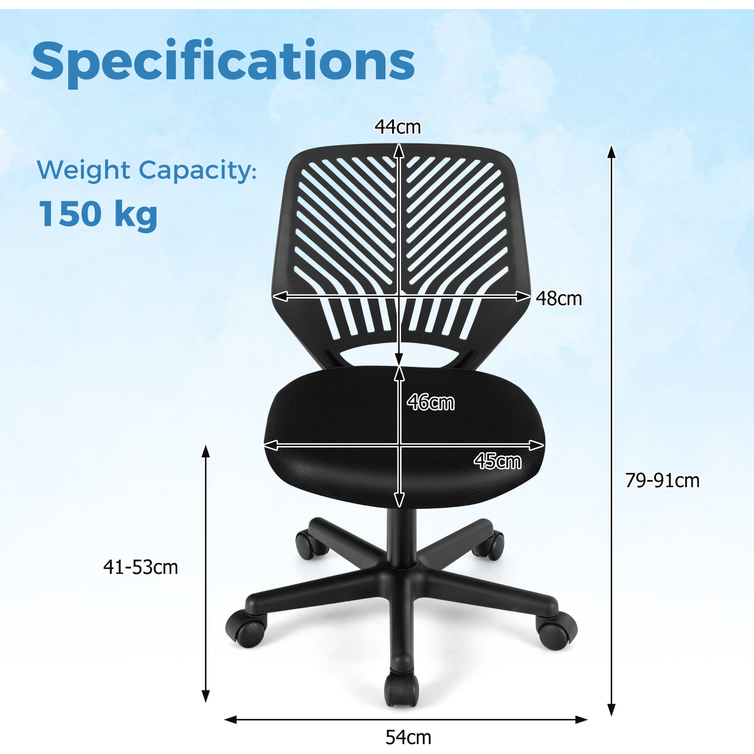Kids Mesh Computer Chair - Black