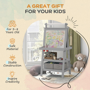 Grey AIYAPLAY Double-Sided Art Easel for Kids w Paper Roll shot 6165303