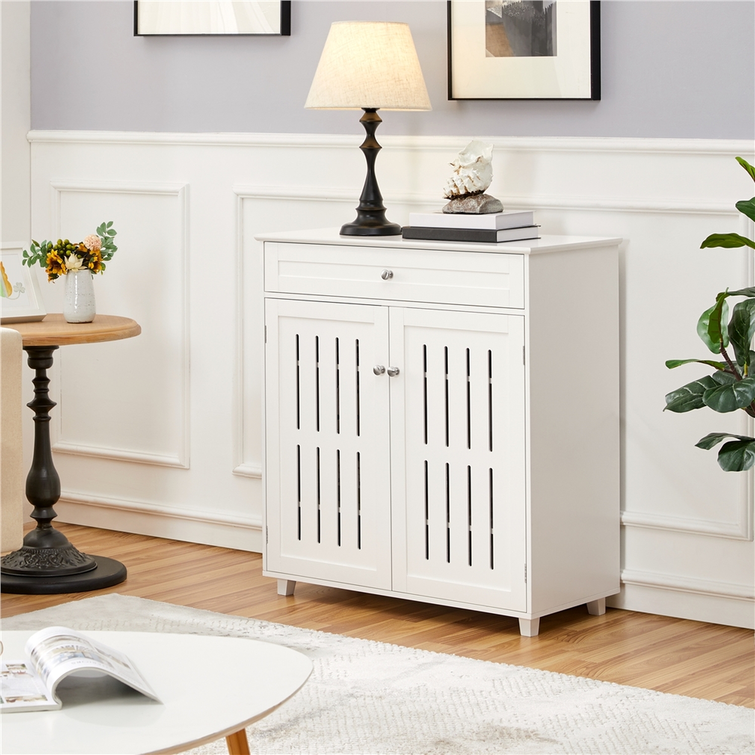 Yaheetech Shoe Cabinet With Drawer - White 85 5cm