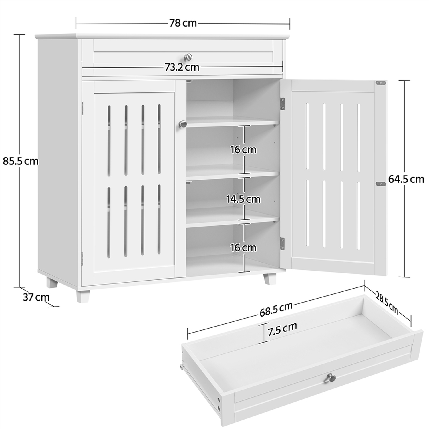 Yaheetech Shoe Cabinet With Drawer - White 85 5cm