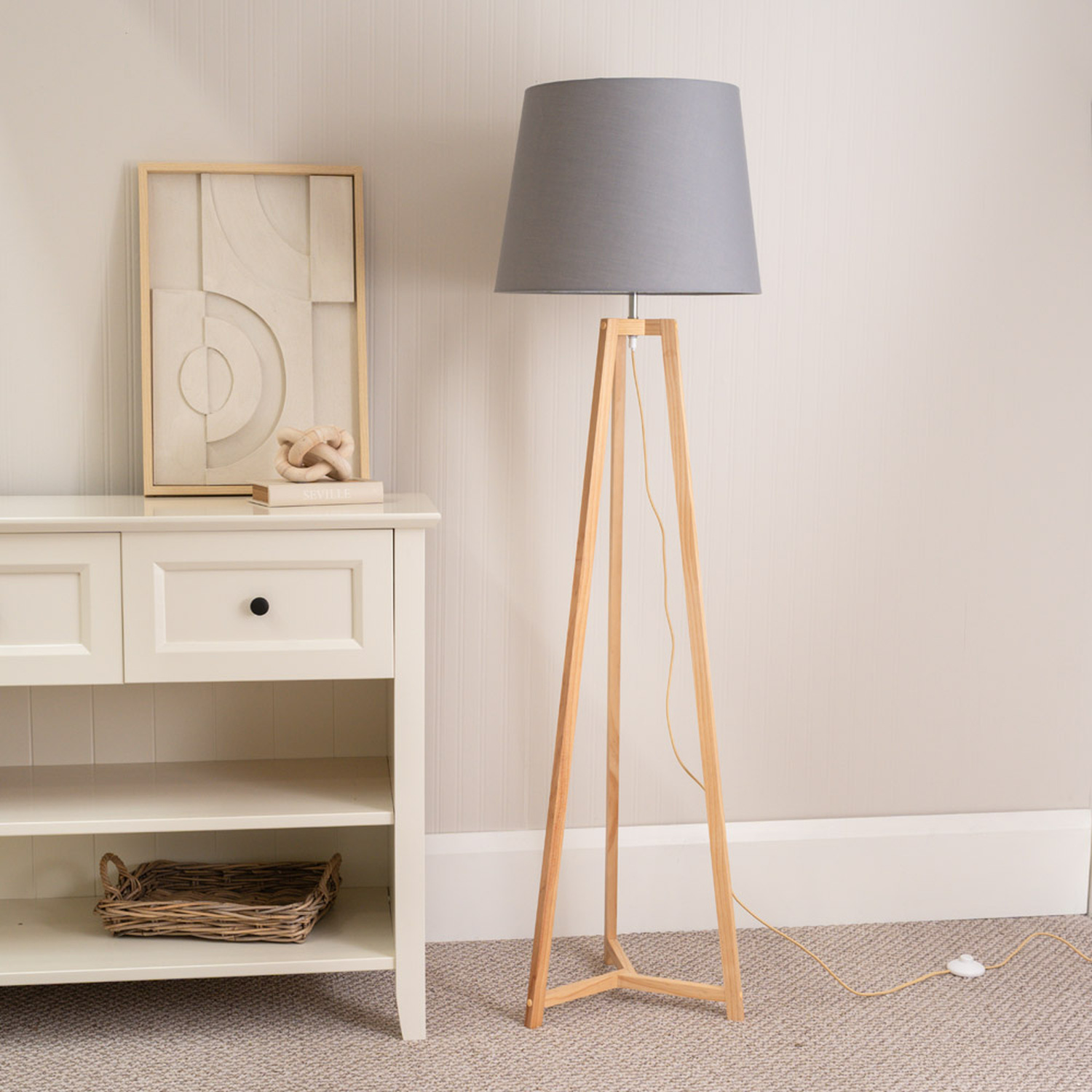 Image of Lottie Natural Floor Lamp with Tapered&hellip;
