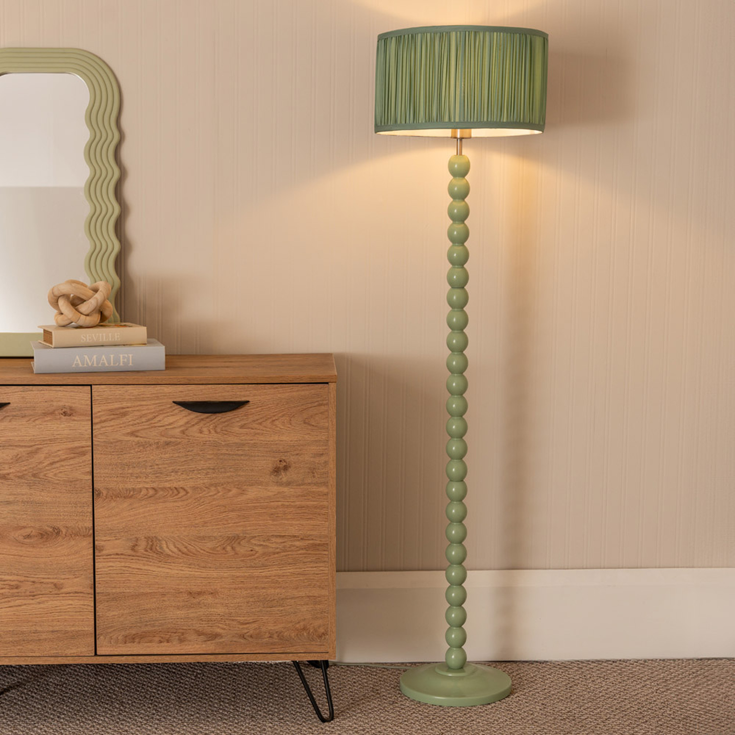 Image of Bobbins Sage Floor Lamp with Ruched&hellip;