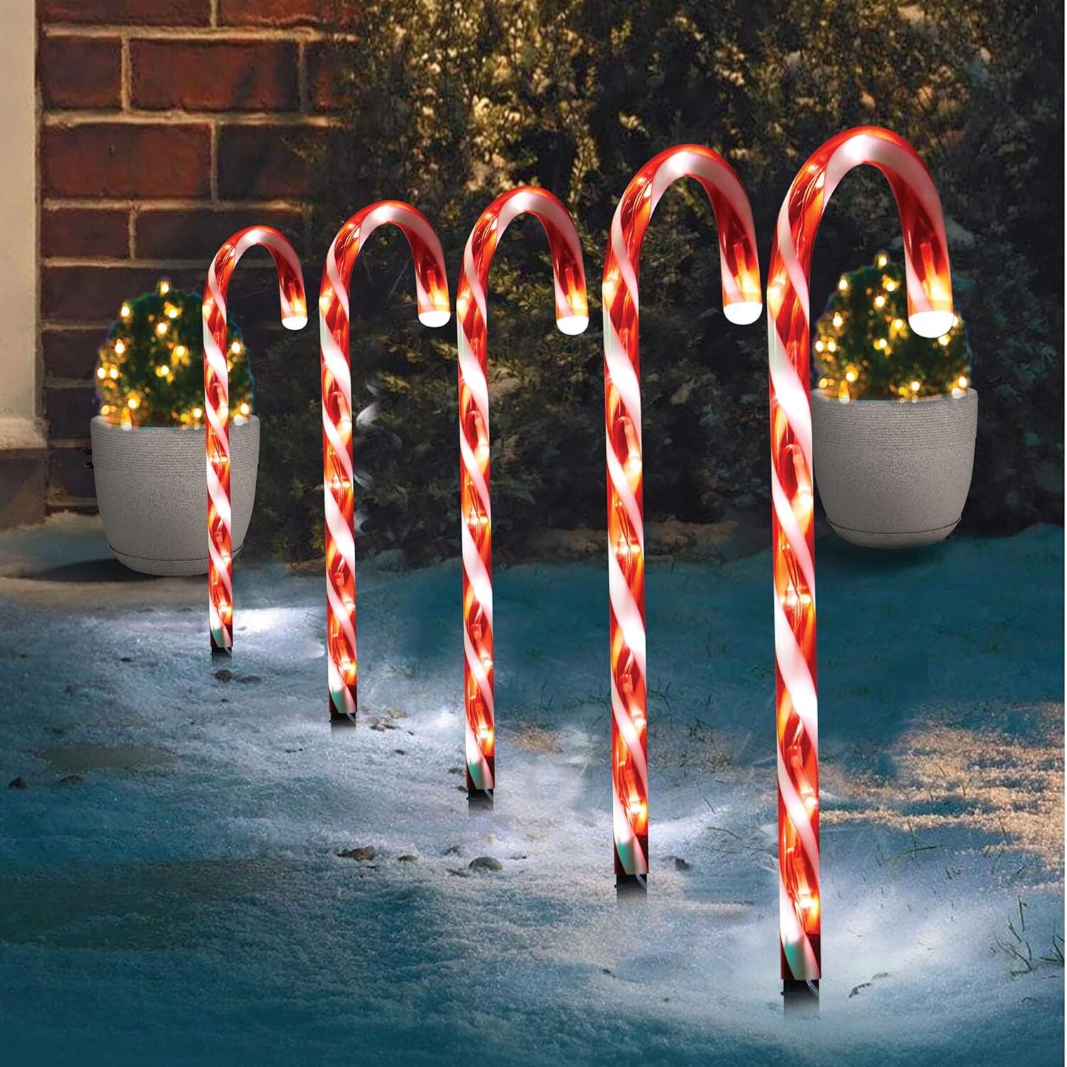 Christmas 5 Candy Cane Red White LED Light