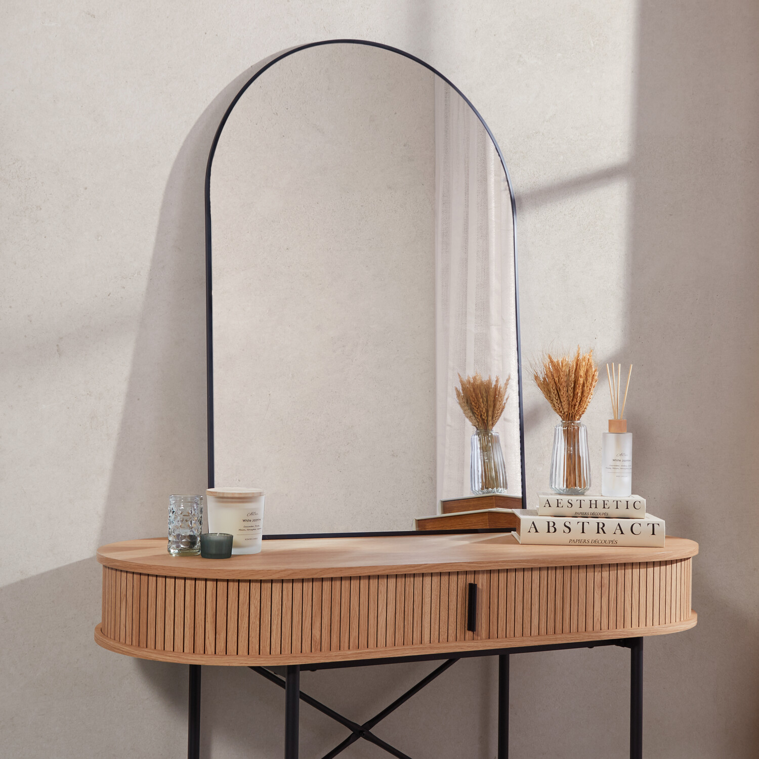 Image of Black Metal Arch Mirror