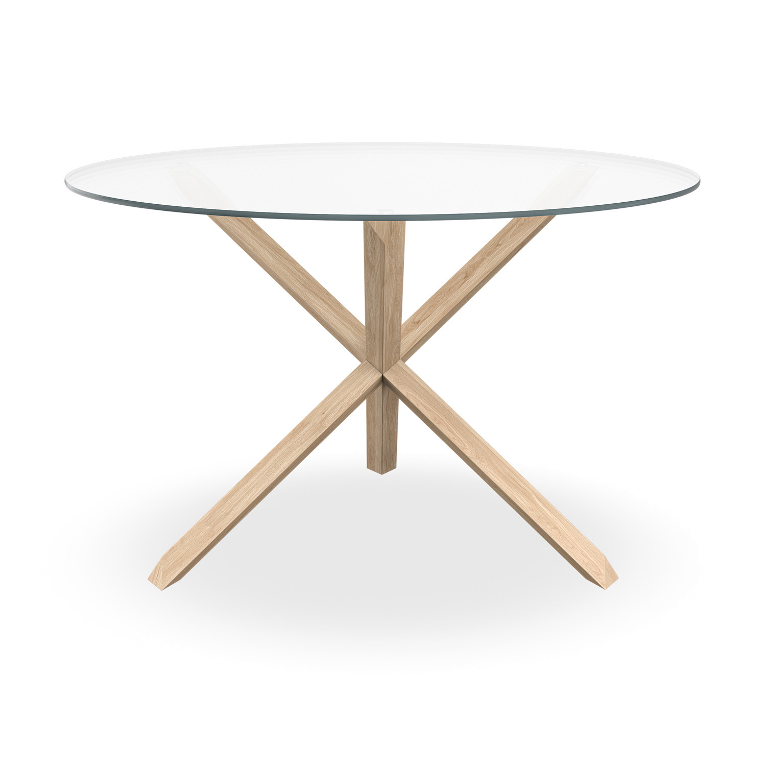 Malvern Round Dining Table 4-6 Seater With Solid Oak Legs - Glass