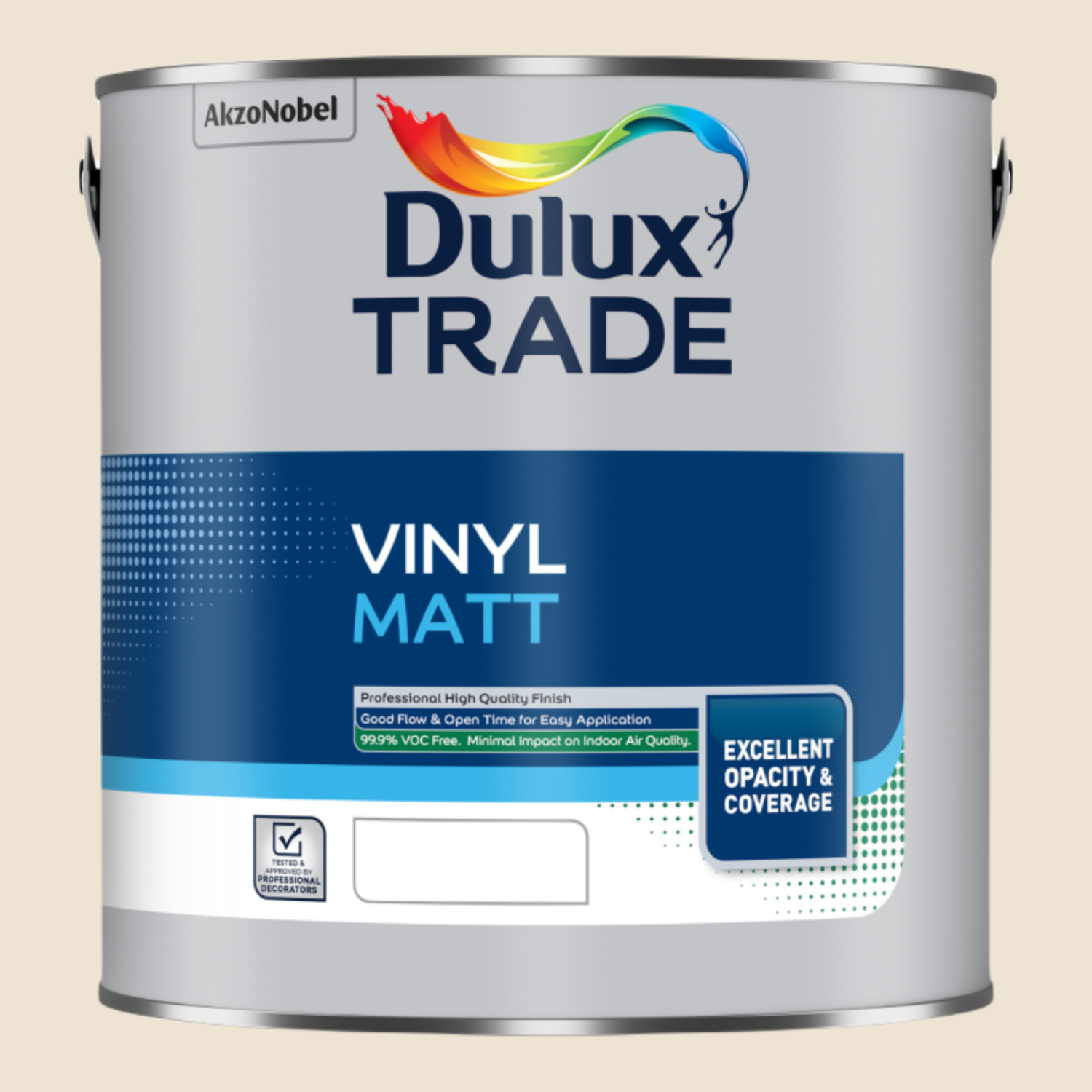 Dulux Trade Vinyl Matt Natural Calico 2.5L Interior Wall Paint, Cream