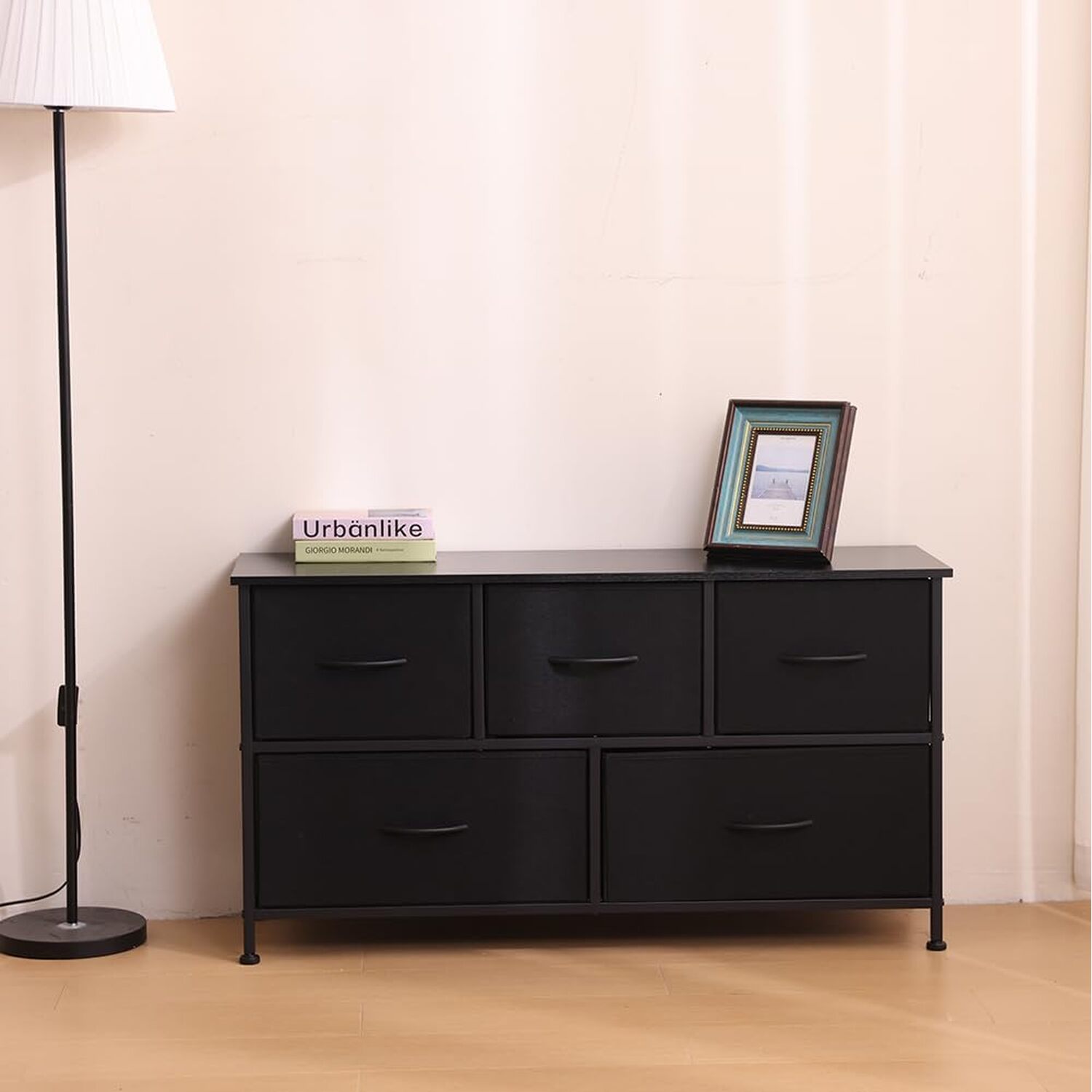 Alivio 5 Chest Of Drawers Storage With Steel Frame - Black