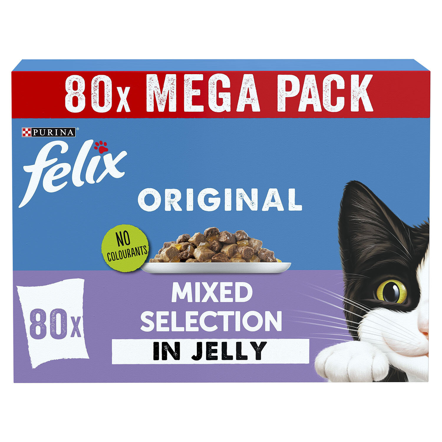 Pack of 80 Felix Original Wet Cat Food in Jelly - Mixed Selection