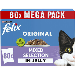 Pack of 80 Felix Original Wet Cat Food in Jelly