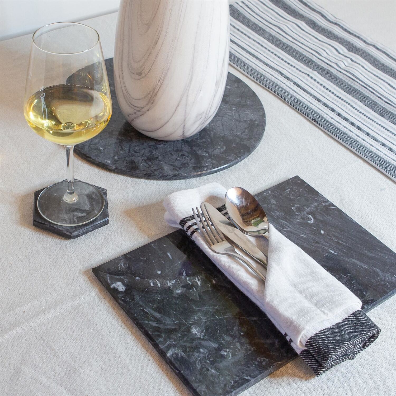 Image of Rectangle Marble Placemats - Black