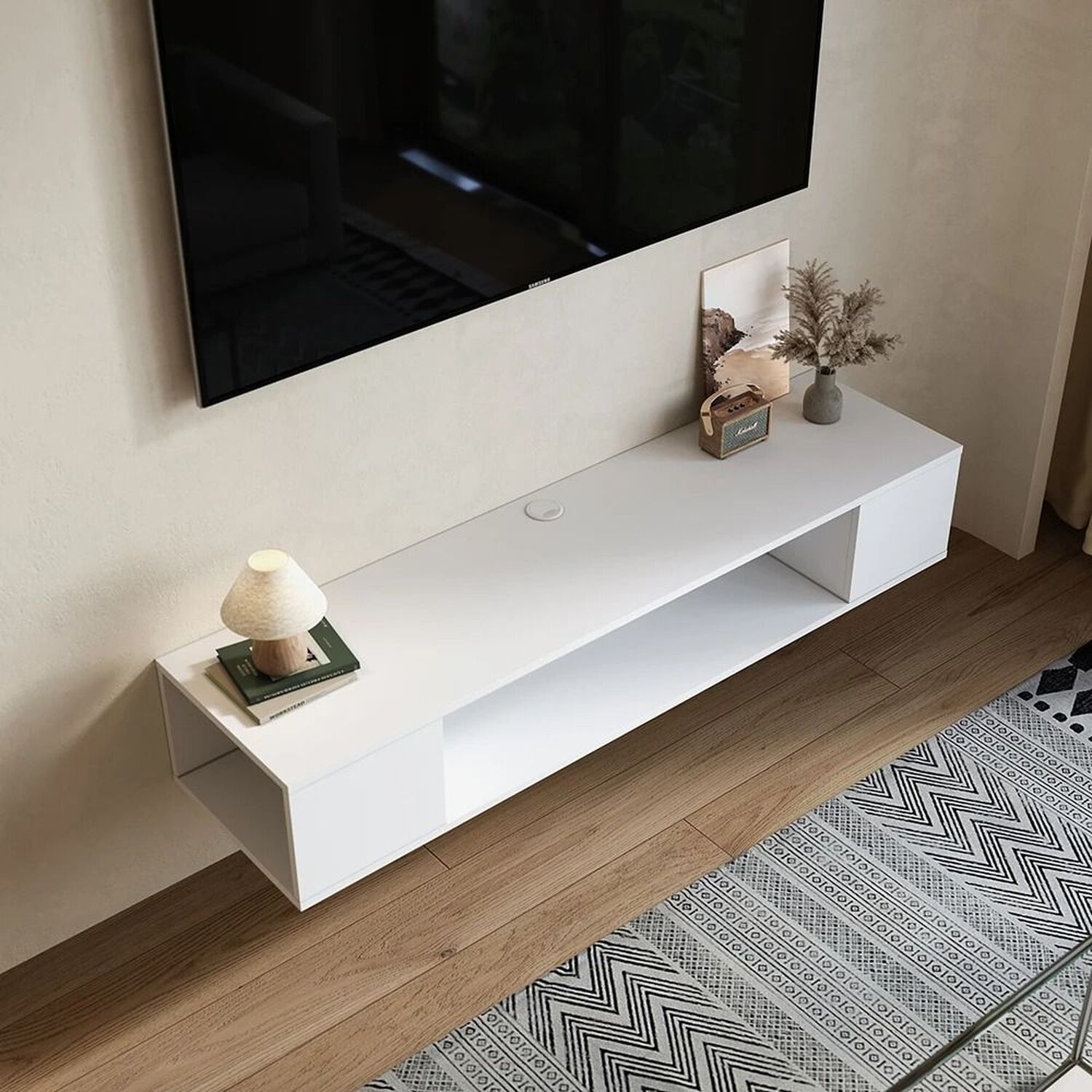 135cm Sideboard Tv Stan Easy Cable Access - White