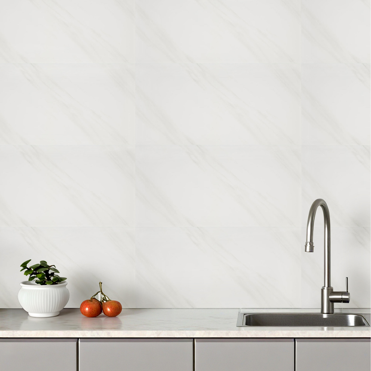10Pcs Peel and Stick Marble Wall Stickers - White