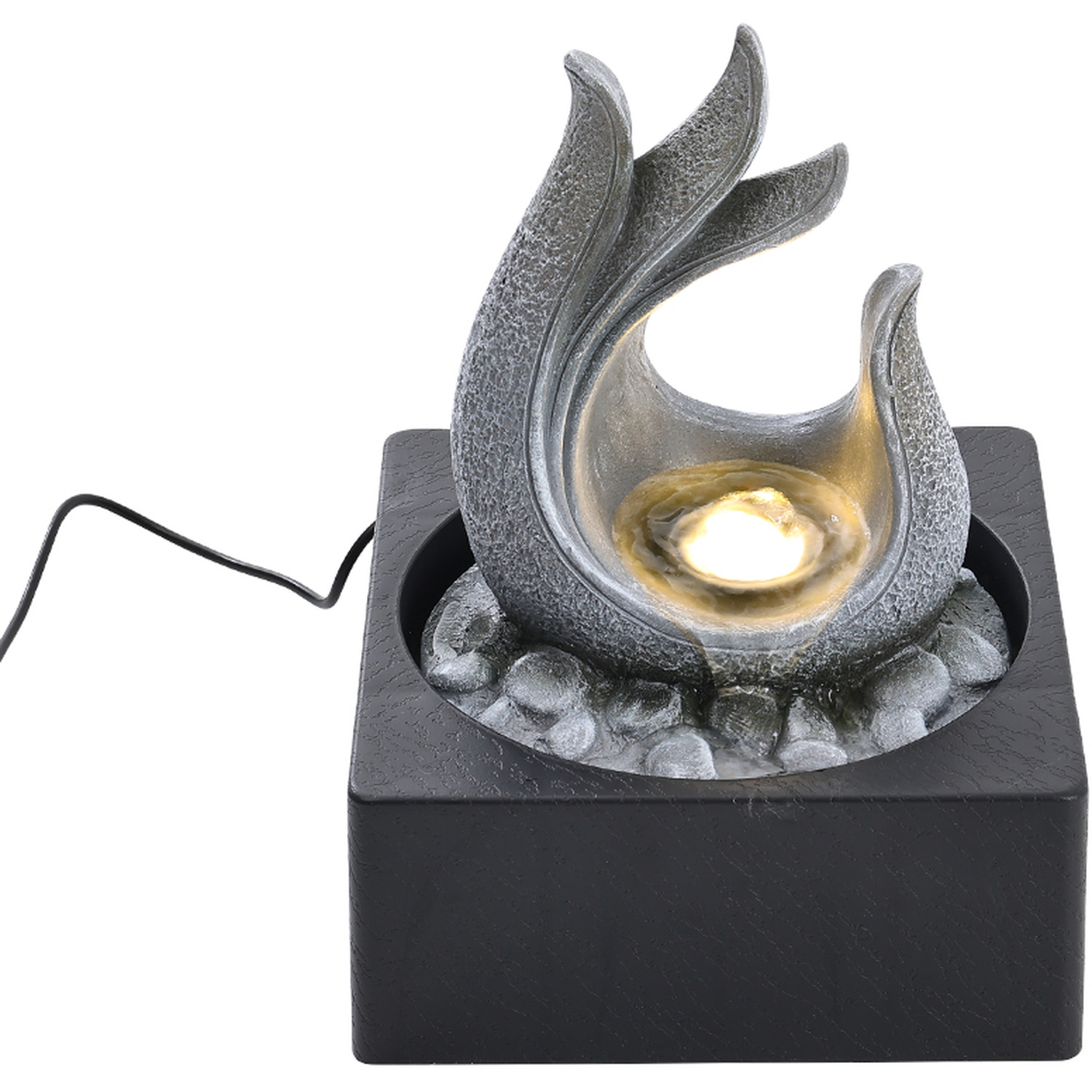 Lifeideas Electric Tabletop Fountain With Led Light - Grey
