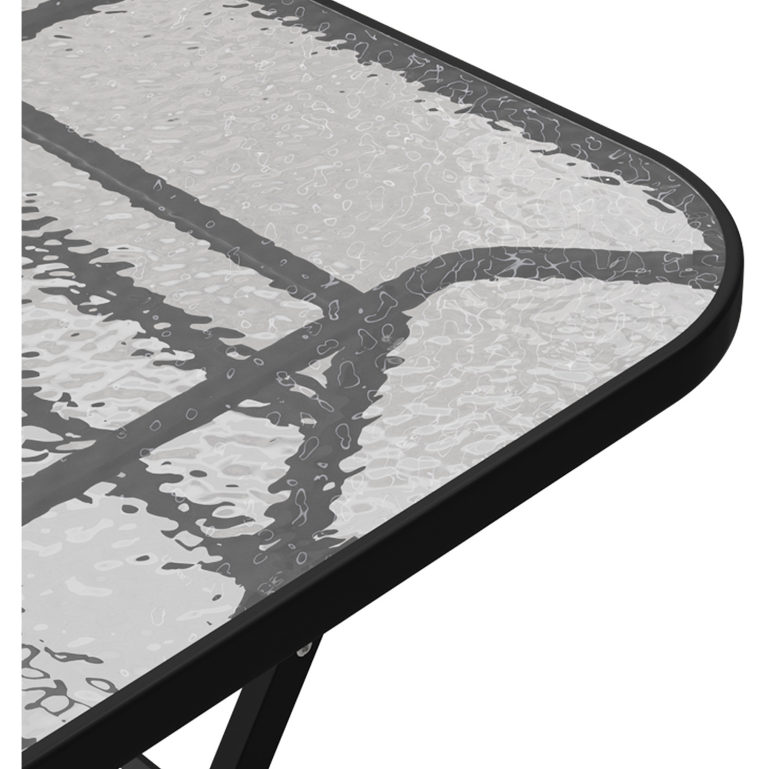 Garden Metal Folding Table With Parasol Hole - Black Transparent