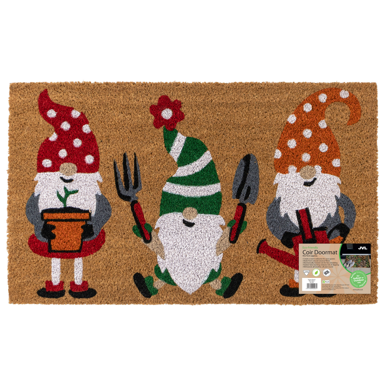 Eco-Friendly Latex Backed Natural Coir Entrance Doormat - Brown