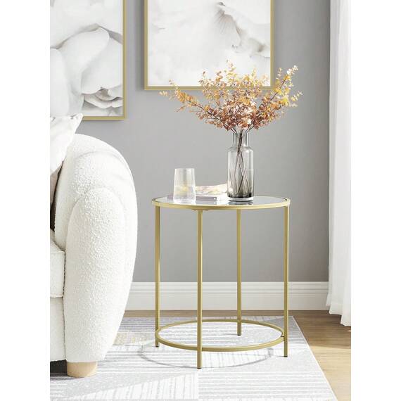 VASAGLE Gold Tempered Glass Side Table