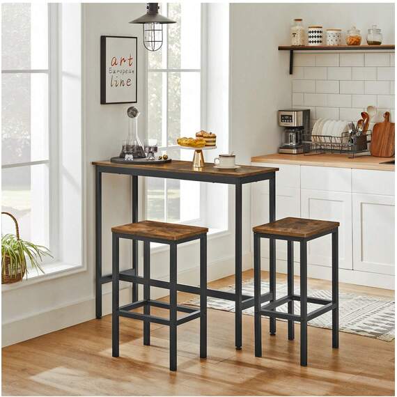 VASAGLE Bar Table with 2 Stools Dining Bar Set