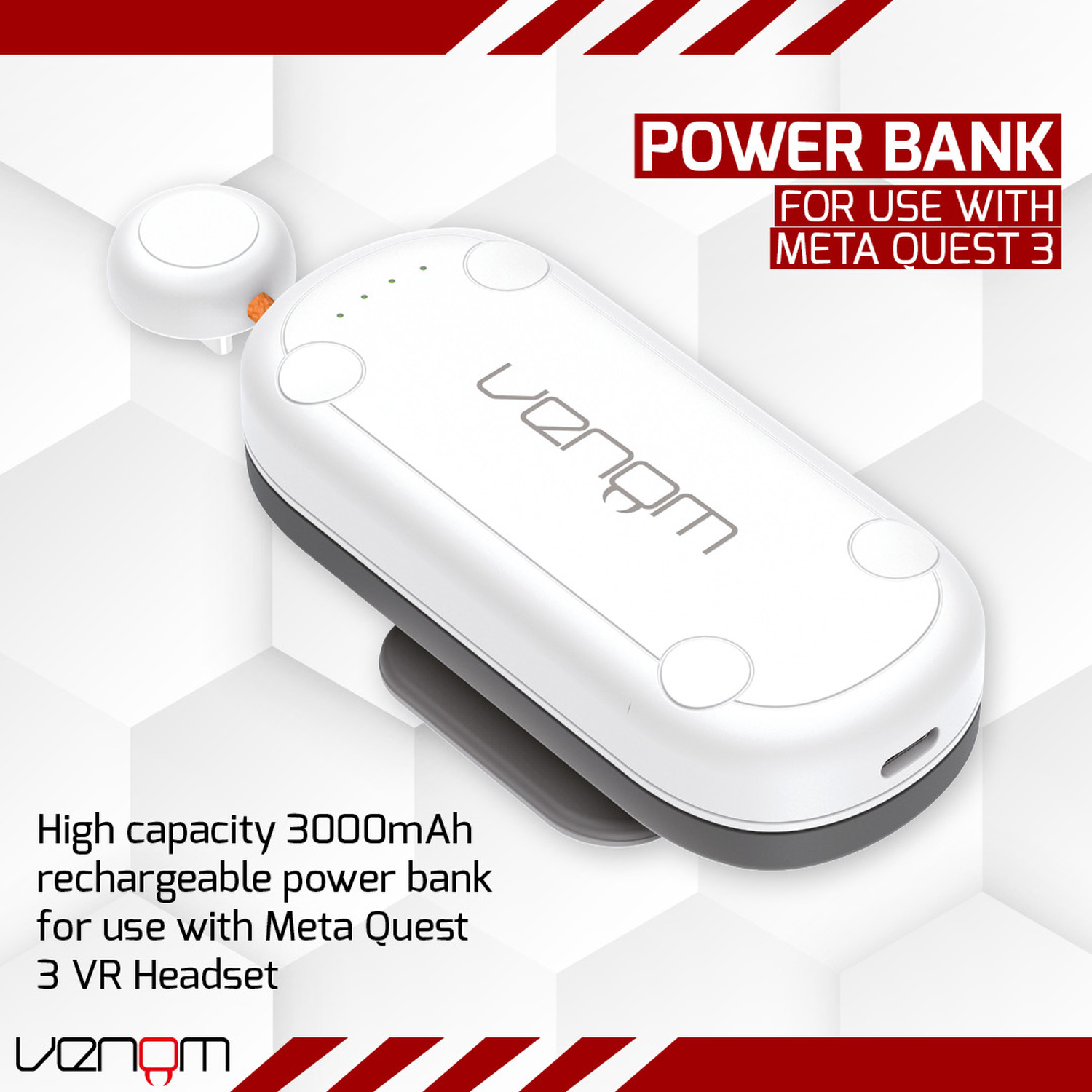 Venom Rechargeable 3000mAh Power Bank for Meta Quest 3 and 3S