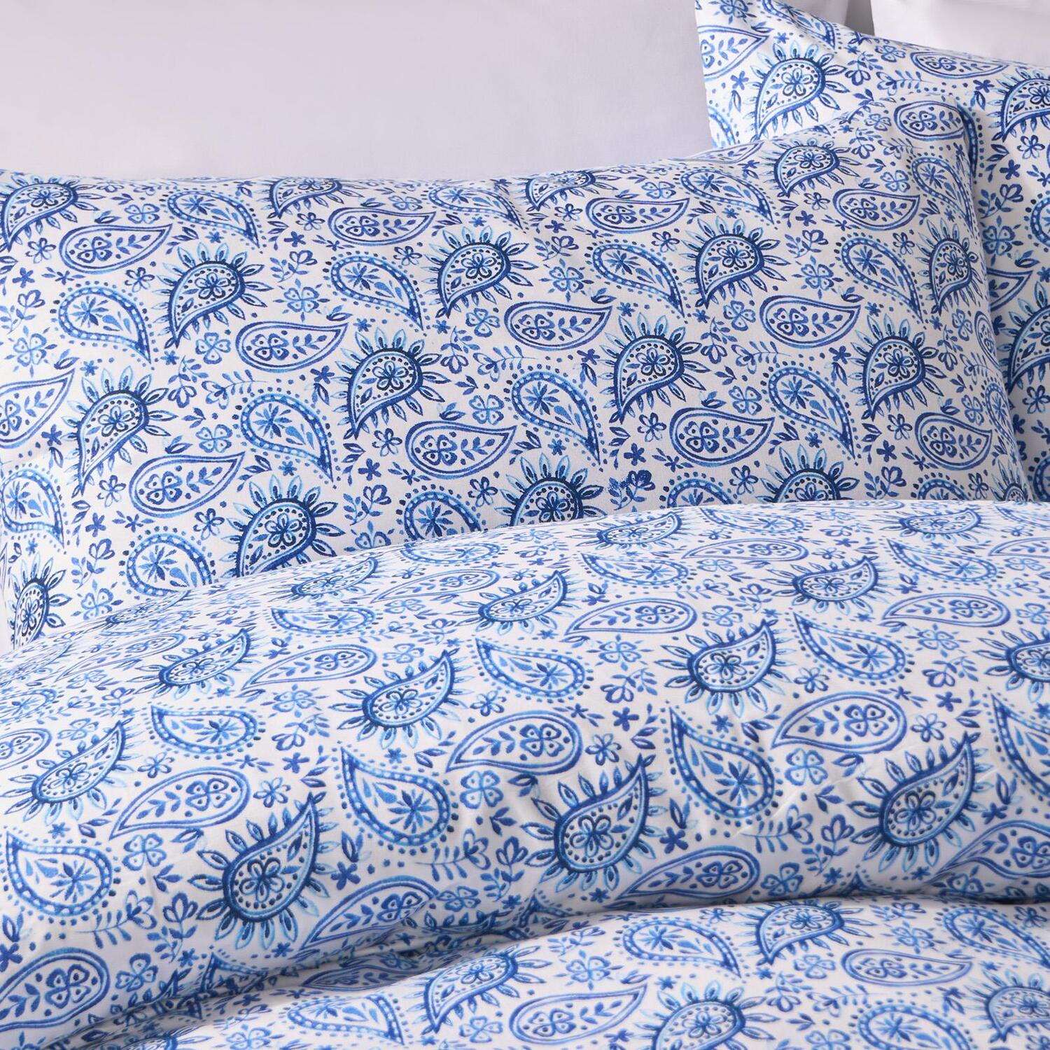 Paisley Duvet Cover Set - Navy Blue Beige Superking