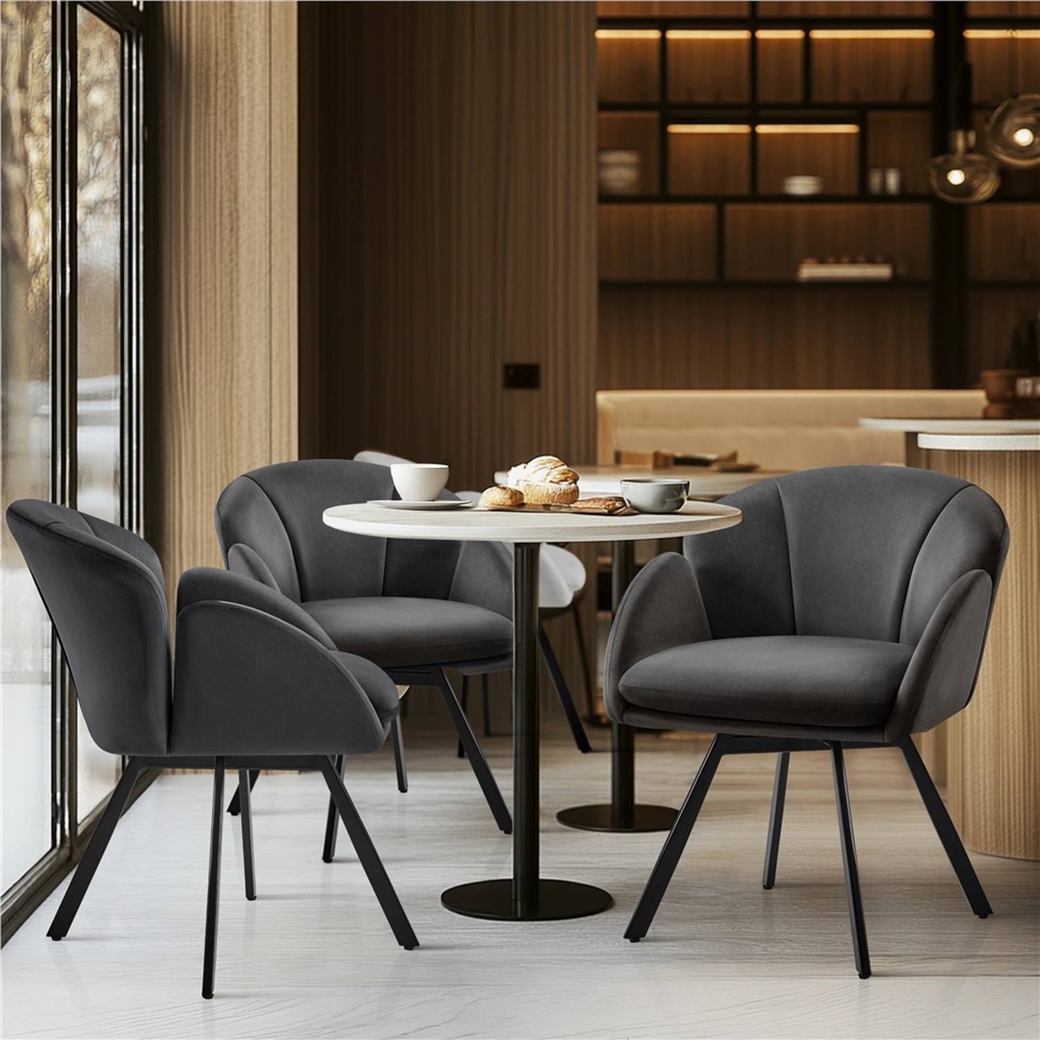 Yaheetech Vanity Chair Armchair With Swivel Seat - Dark Grey