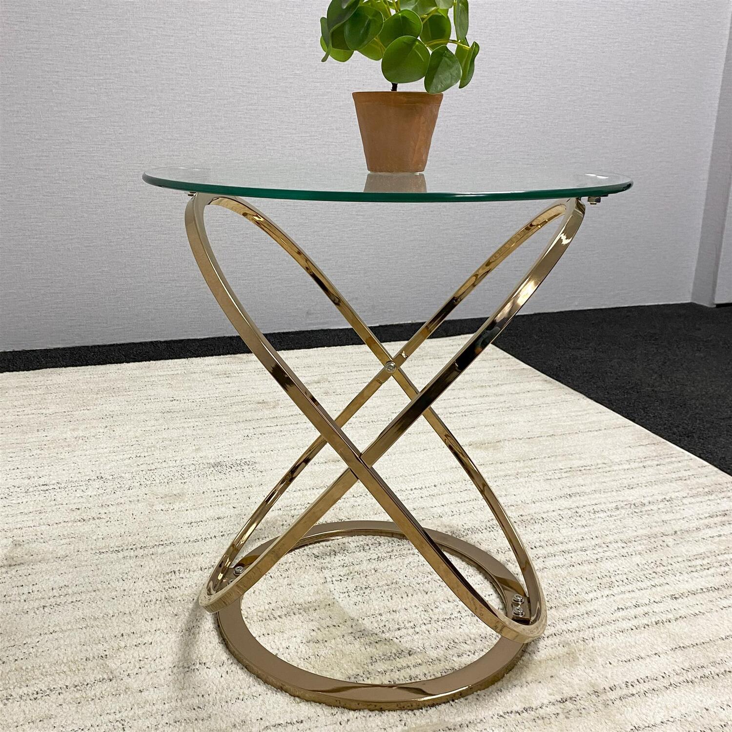 Glass Coffee Table With Chrome Frame - Gold