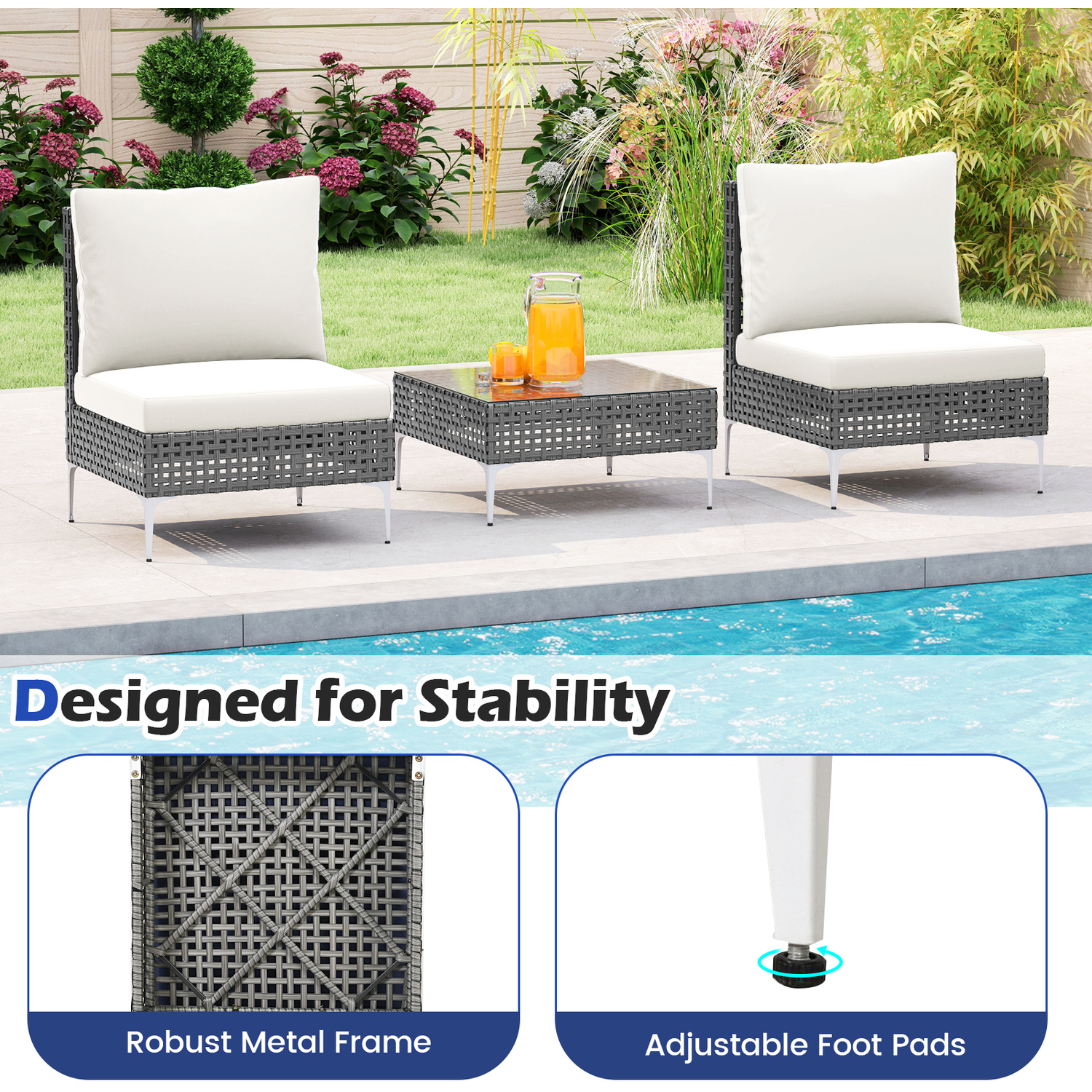 Outdoor 3pcs Bistro Set - White