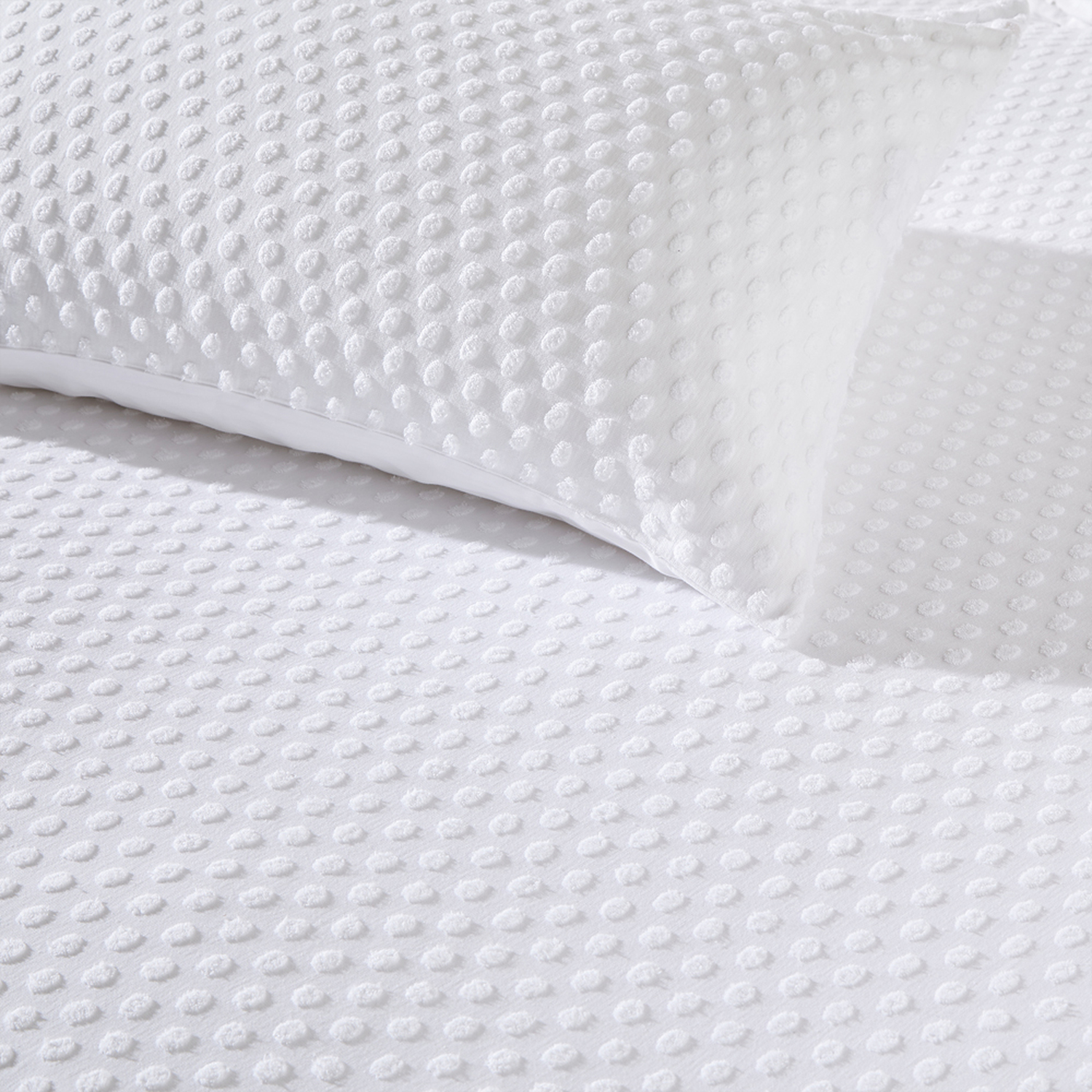 Polka Tuft Duvet Cover Set - White Superking