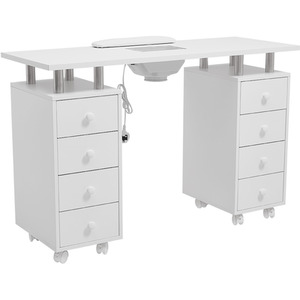 Livingandhome Rolling Manicure Table with Dust Collector
