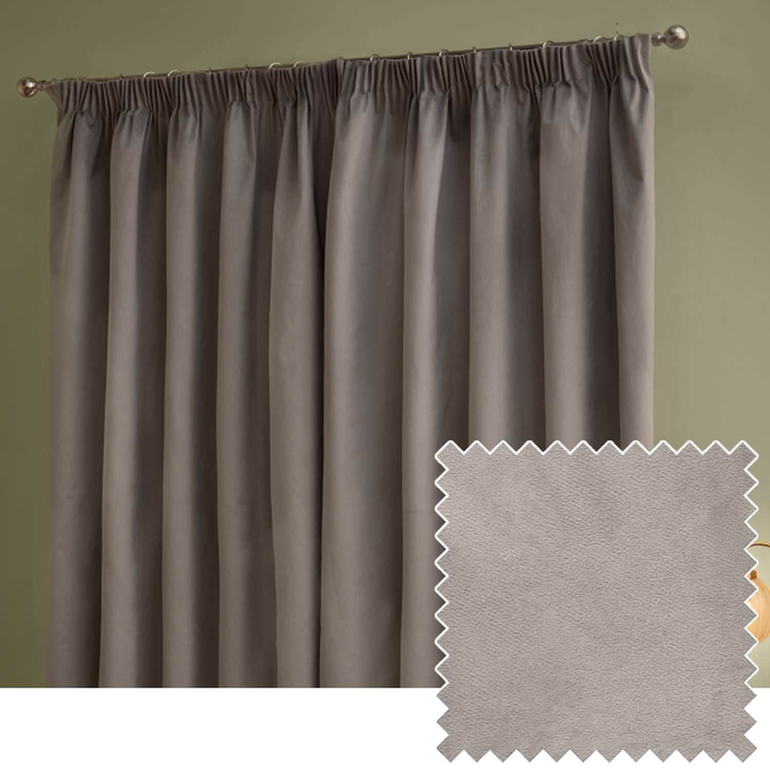 Ultimate Velvet Full Blackout Pencil Pleat Curtains - Silver / 117cm / 137cm