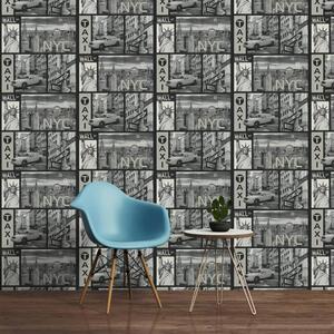 New York Taxi Streets Wallpaper Textured Blown Vinyl