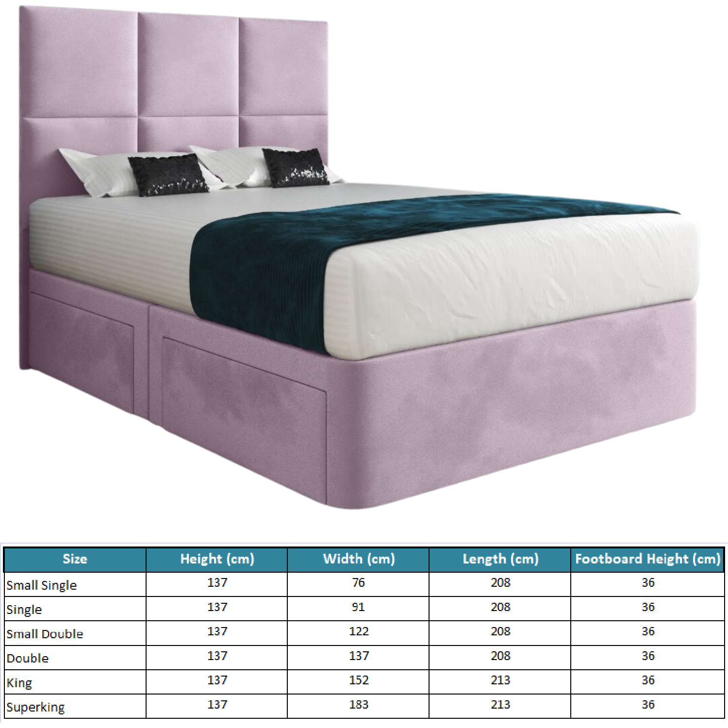 Dime Upholstered Divan Bed Frame With Floorstanding Headboard - Pink Small Double
