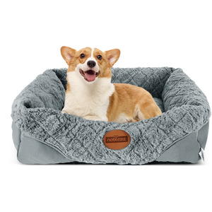 Ultra Soft Warm Dog Bed Comfy Plush Grey