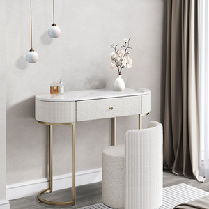 Romy Boucle Dressing Table with Hattie Boucle Stool