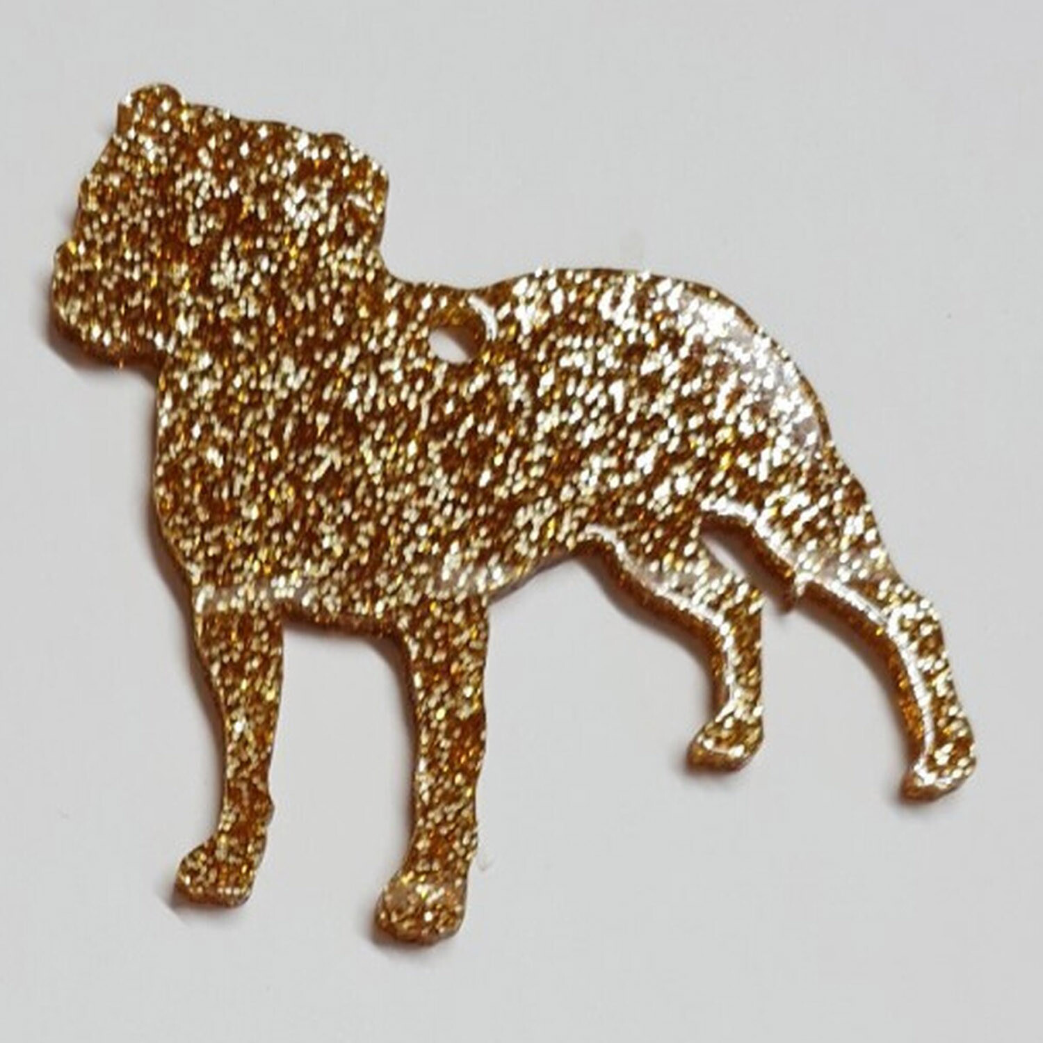 Glitter Staffordshire Bull Terrier Style 2 Christmas Decoration - Gold