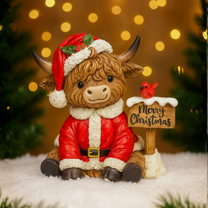 Merry Christmas Highland Cow Ornament