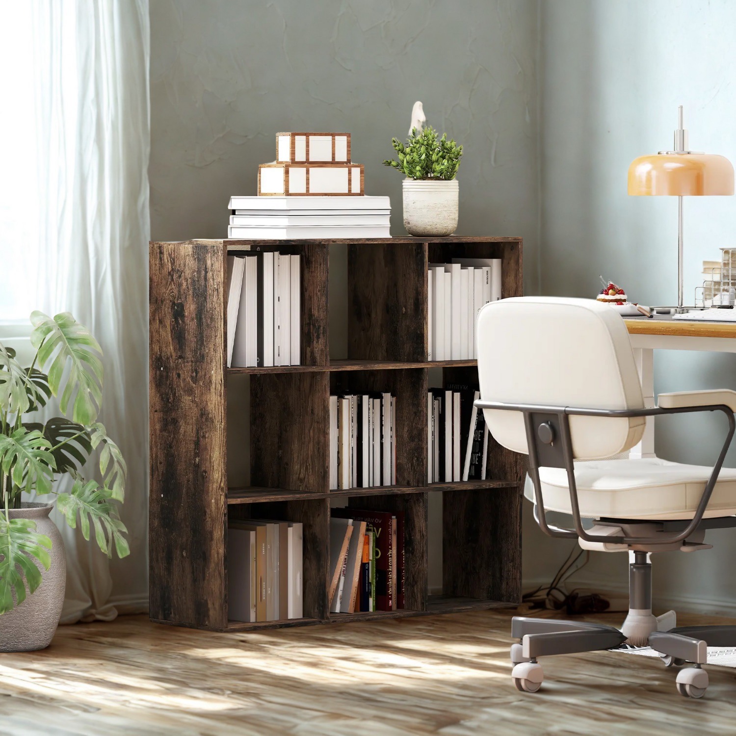 9 Cube Freestanding Storage Unit Bookcase Rustic - Rustic Brown