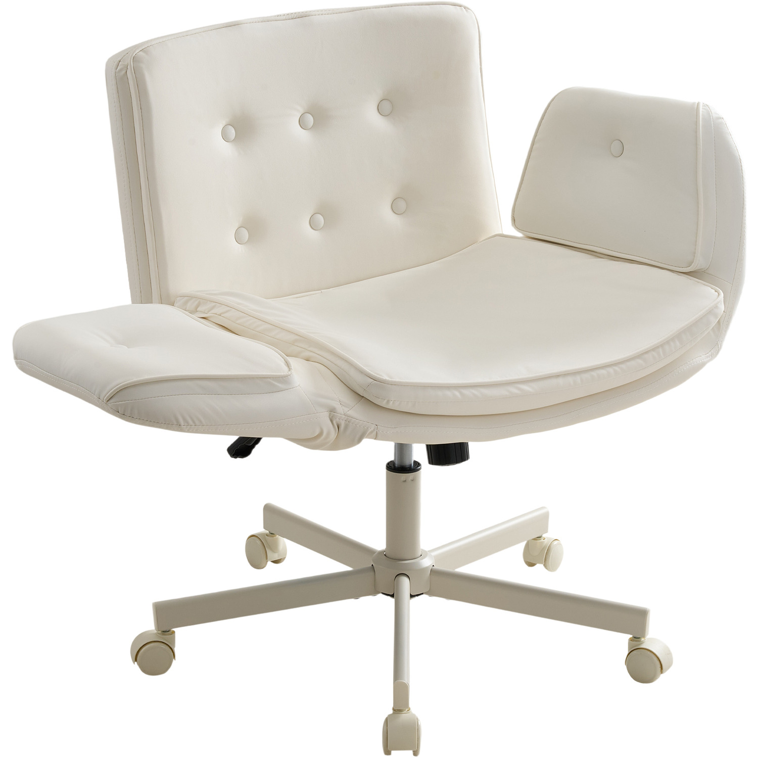 Office Chair With Armrests And Wheels - White