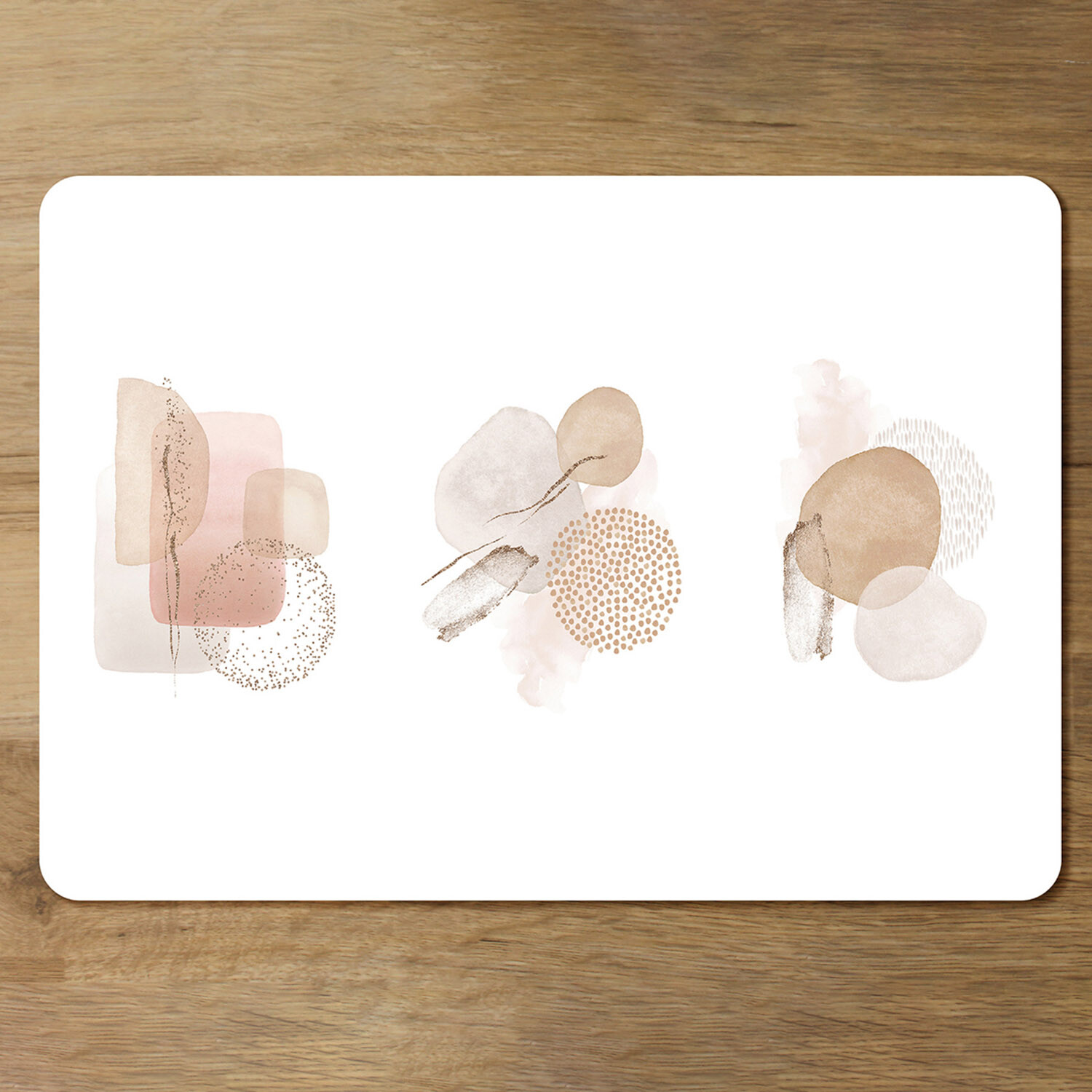 Bbeige watercolor Illustration and gold elements Designer Placemat Set - White
